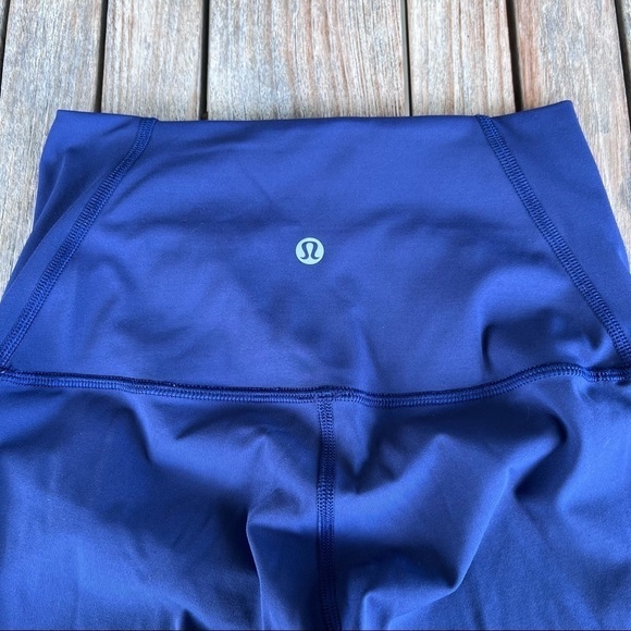 Lululemon Minimalist Crop Hero Blue Size 4 Athletic Leggings Mesh Lattice GUC - Picture 7 of 12